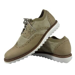 G.H. Bass Men's Wingtip Oxford Casual Sneakers Tan Knit Leather Size 11.5
